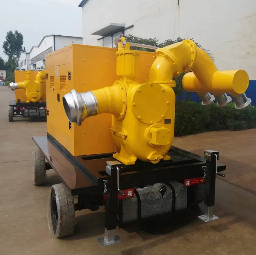 Towable14Inch diesel engine strong self priming water pump with 9m suction lift mining