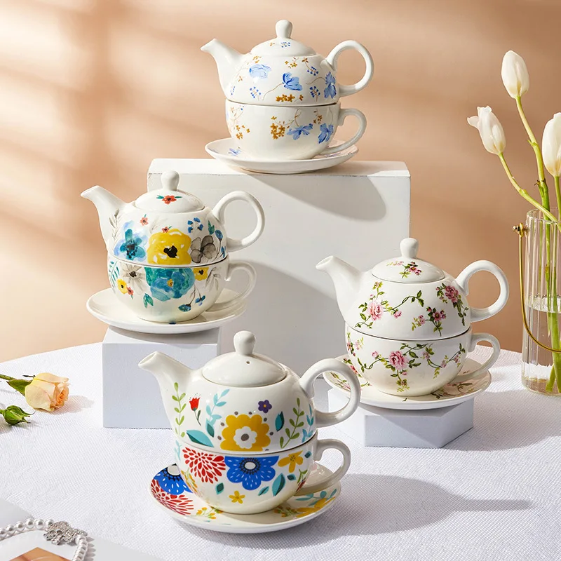 NEWELL Ceramic Mother and Son Tea Pot Customized Porcelain Tea for One combination Tea Pot Floral Teapot and Cup Set