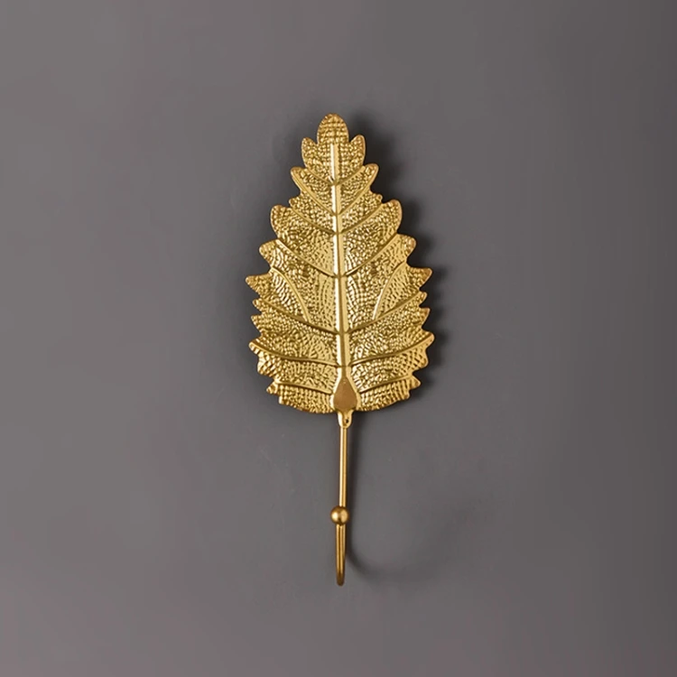 Golden Home Decor Metal Leaf Shape Kitchen Hook Door Wall Wardrobe Clothes Bag Key Scarf Hanger Decoration Multi-Purpose Hooks