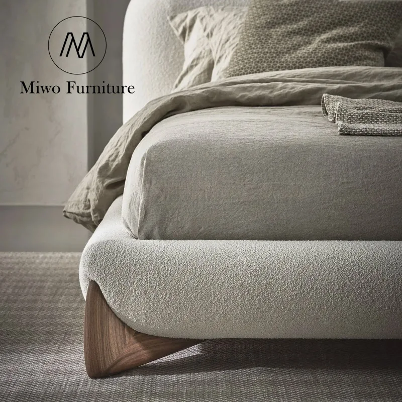 Luxury italian Bedroom Queen King Size Fabric Frame Beds nordic Modern Tufted Upholstered Furniture Velvet Solid wood double bed