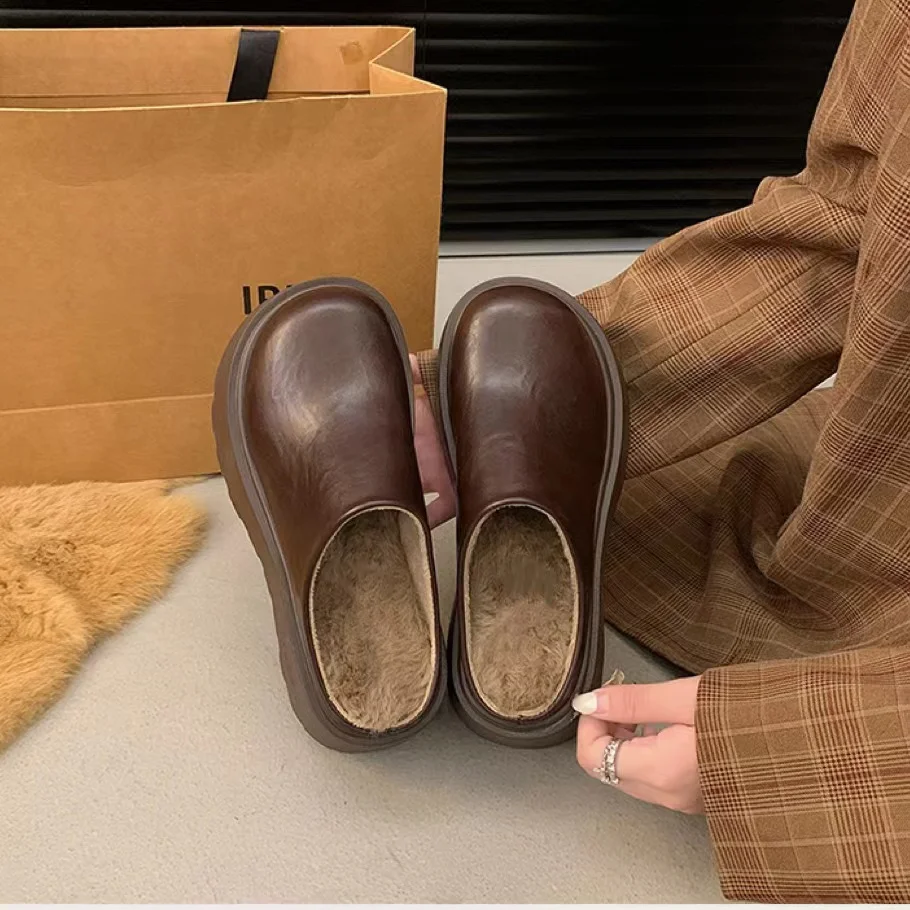 High quality leather casual retro Birken shoes platform height non-slip slippers for women height increasing designer slippers