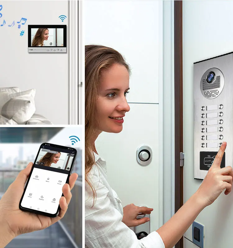 XINSILU 12 Buttons Tuya WIFI Multi Apartment Video Intercom Doorbell System with RFID Unlocking Access Control Outdoor Unit