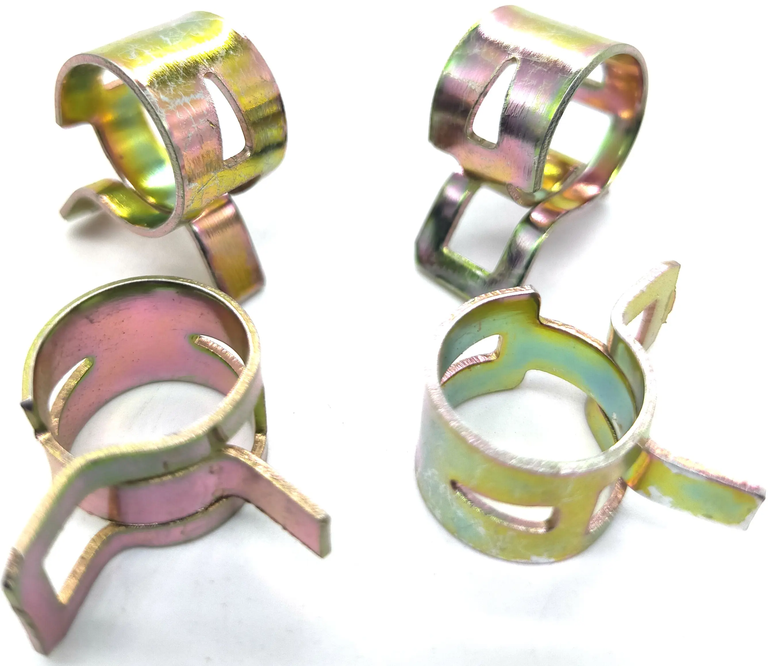 
yellow zinc plated spring 65mn galvanized Liquid gas mini fuel line hose tubing spring clips 