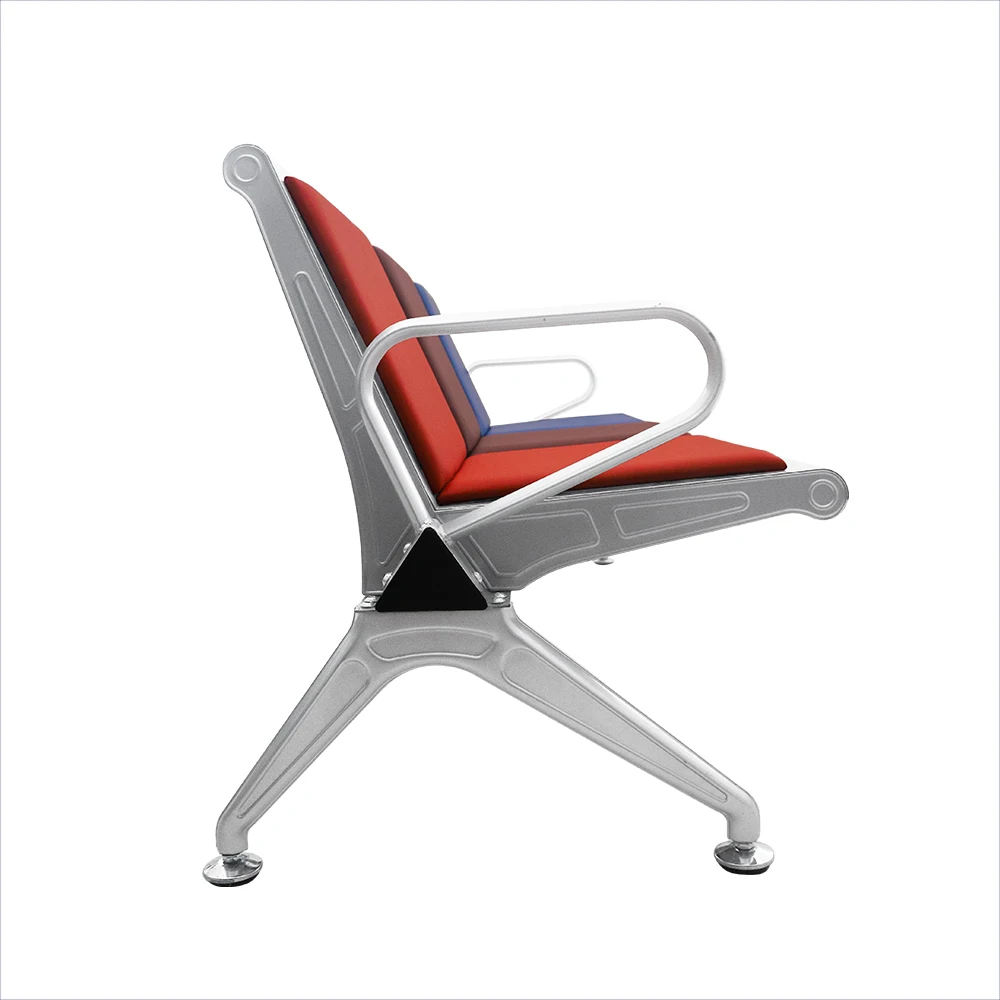 pvc cushion Project Hospital Stainless Steel Metal  3 4 5 seater  Waiting Chairs
