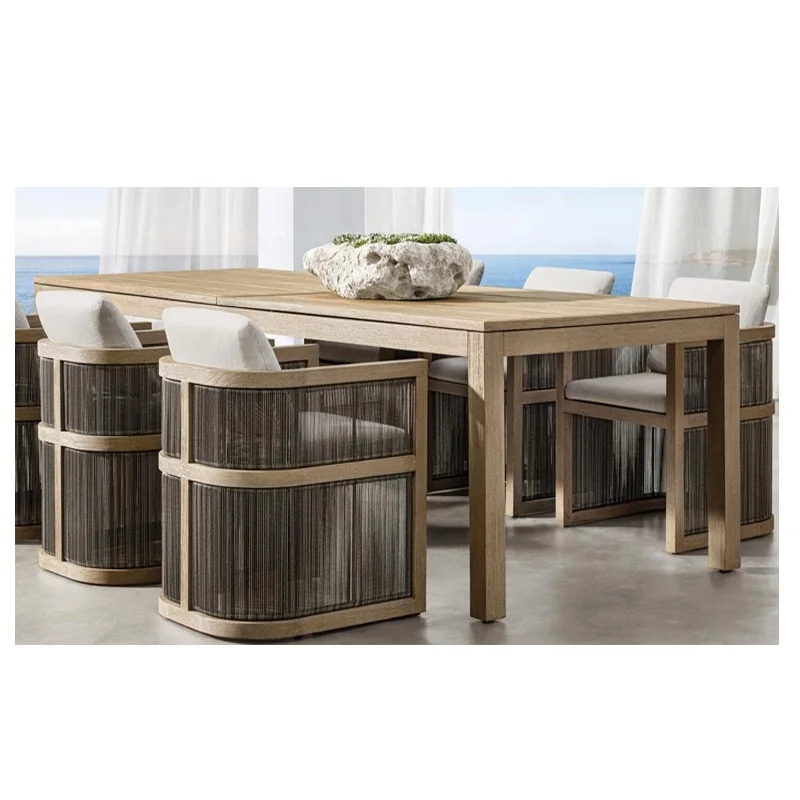 luxury patio garden sets hotel resort Capri teak lounge chair one seat sofa with ottoman outdoor furniture leisure lounge chair