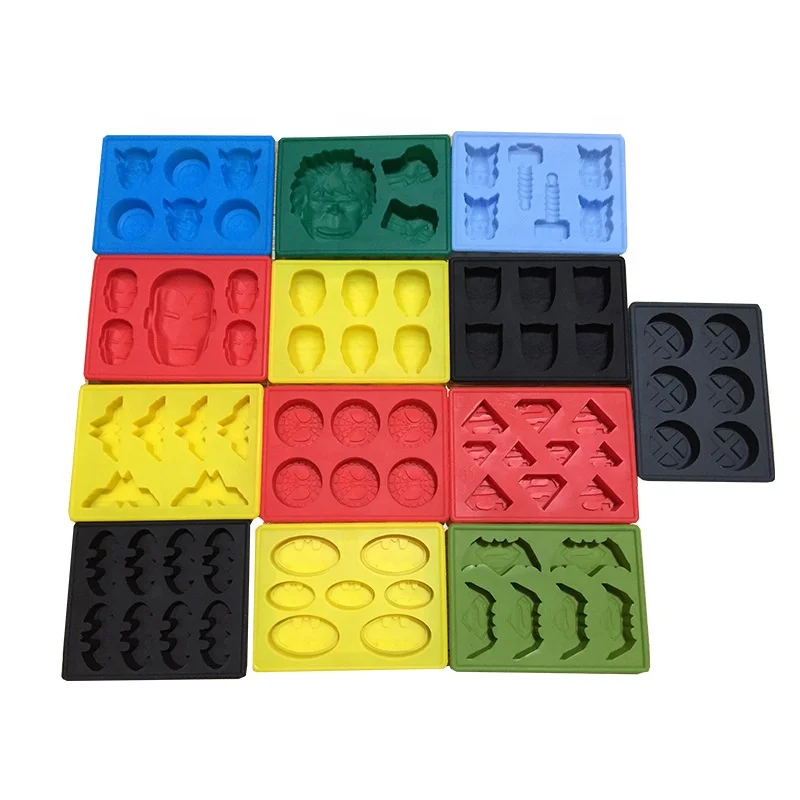 Drop shipping Captain America series creative cartoon character silicone ice cube tray mold 13-piece set