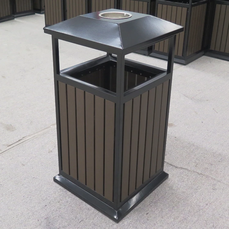 Commercial Outdoor Trash Receptacles Outdoor Metal Trash Can Garbage Bin Garden Furniture Outdoor Wooden Trash Bin
