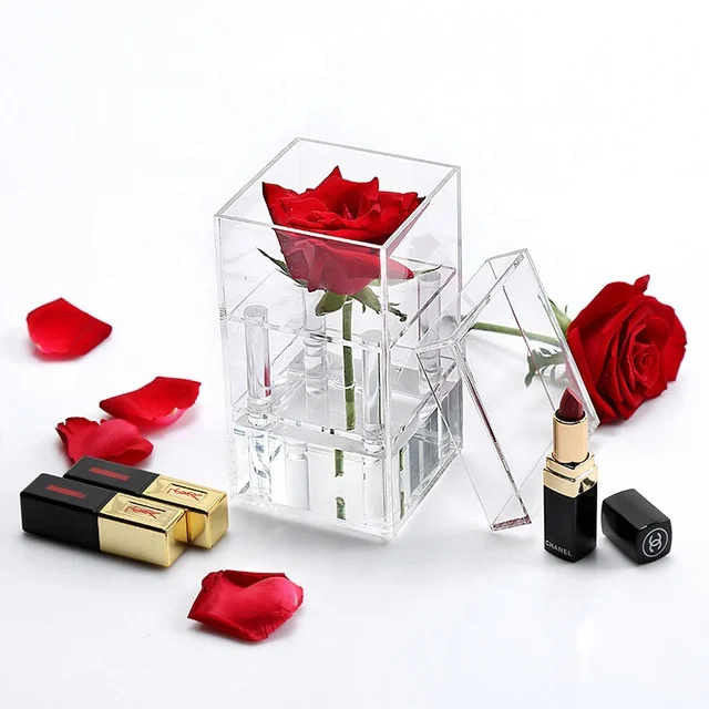 Wholesales Acrylic Rose Flower Box /Flower Shipping Boxes/Clear Plastic Single Rose Acrylic Box For Preserved Roses Flower