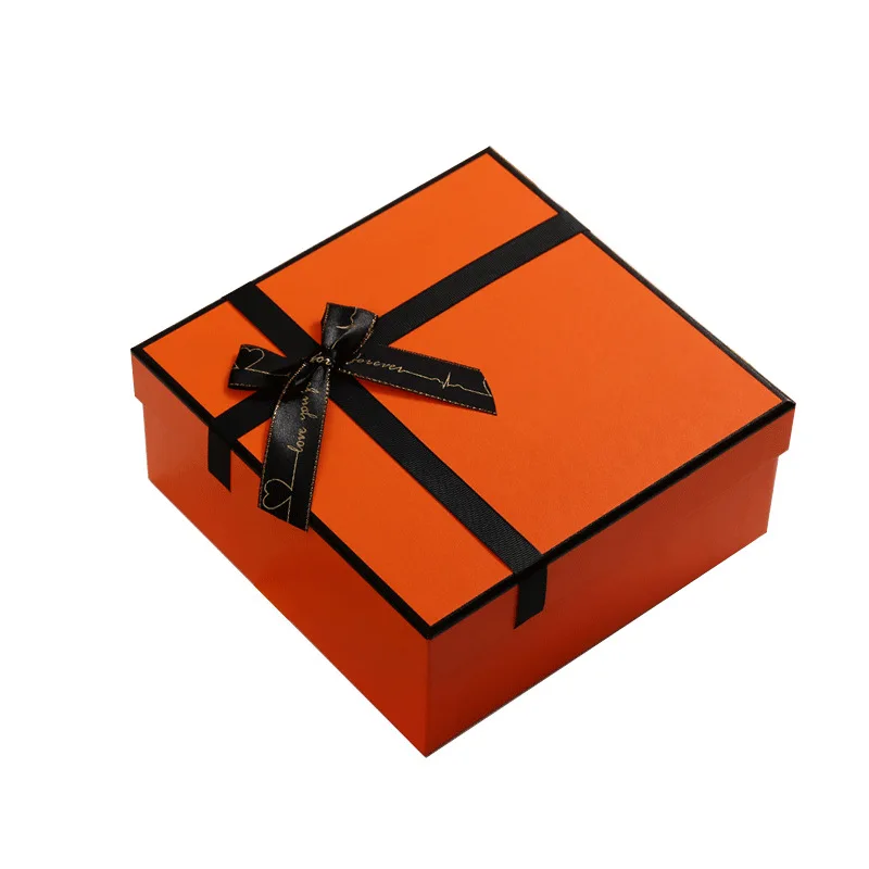 Orange birthday gift box Cosmetics lipstick Silk scarf Gift box Cover with hand towel gift packaging empty box