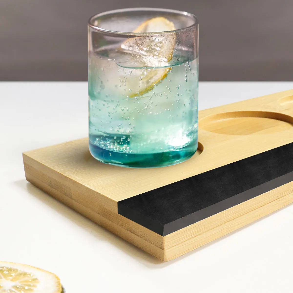 Bamboo Beer Sampler Tray 8 slots Shot wine Glass Tray storage Standing holder whiskey shot glass holder tray with Chalkboard