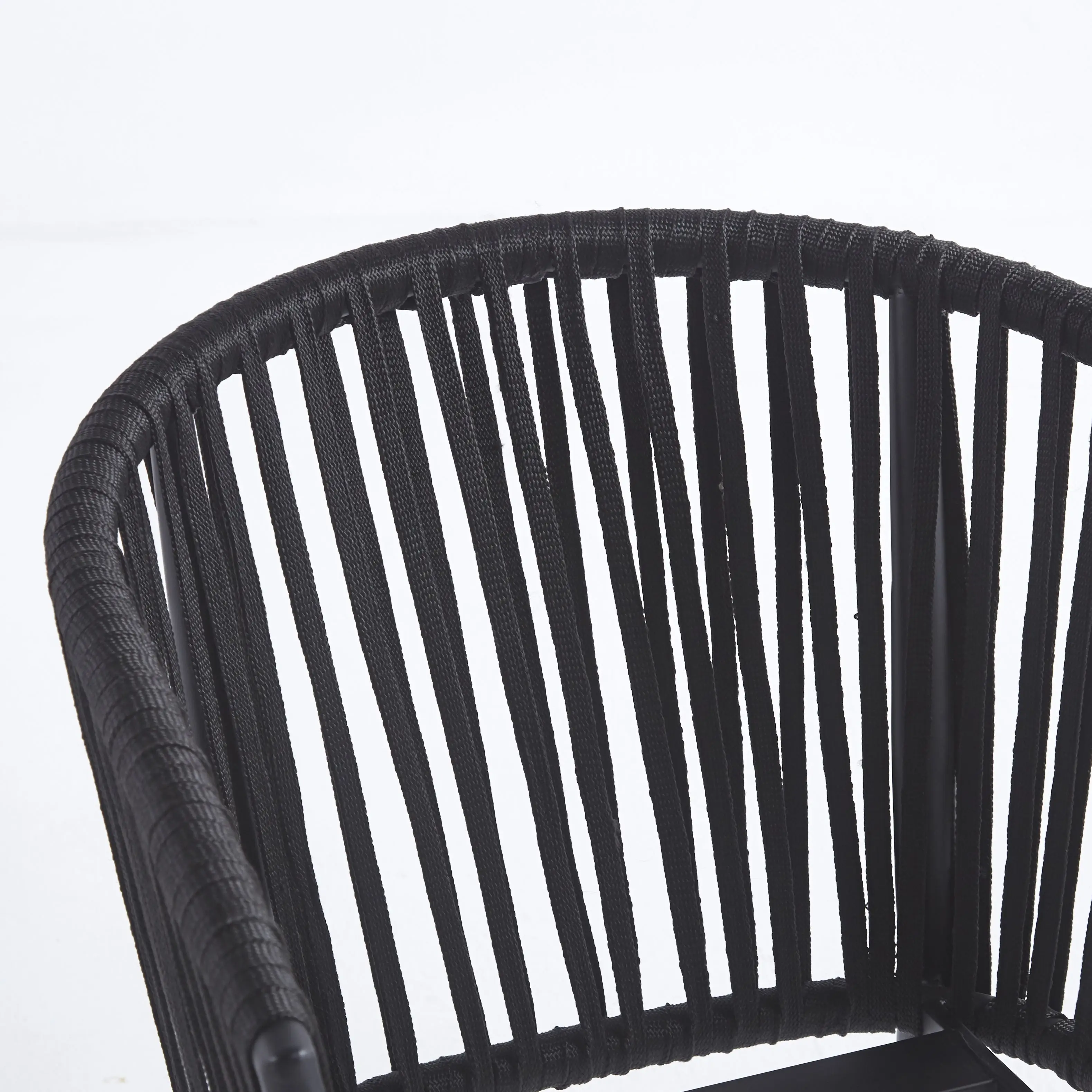 2023 hotsell woven rope outdoor stackable wholesale iron frame metal patio cafe garden dining chair with waterproof cushion