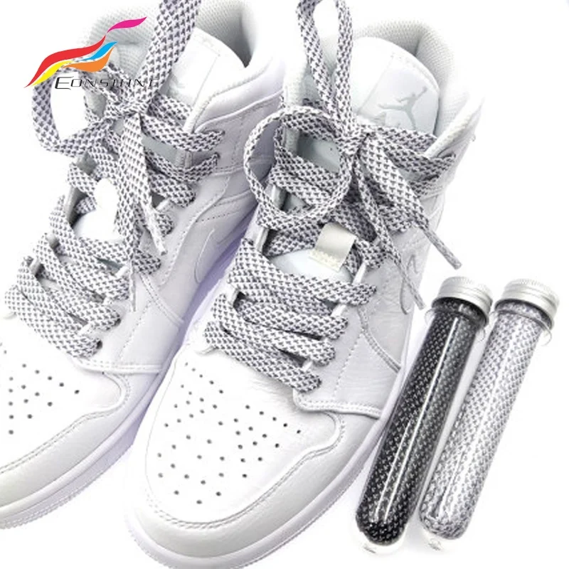 Customized New Pattern Athletic Safety Flat Reflective Polyester Shoelace Shoe Strings for Runner