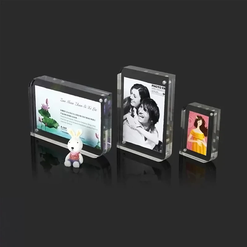 Custom Sizes Double Sided Rectangle Block Transparent Clear Magnetic Picture Frame Acrylic Digital Photo Frame