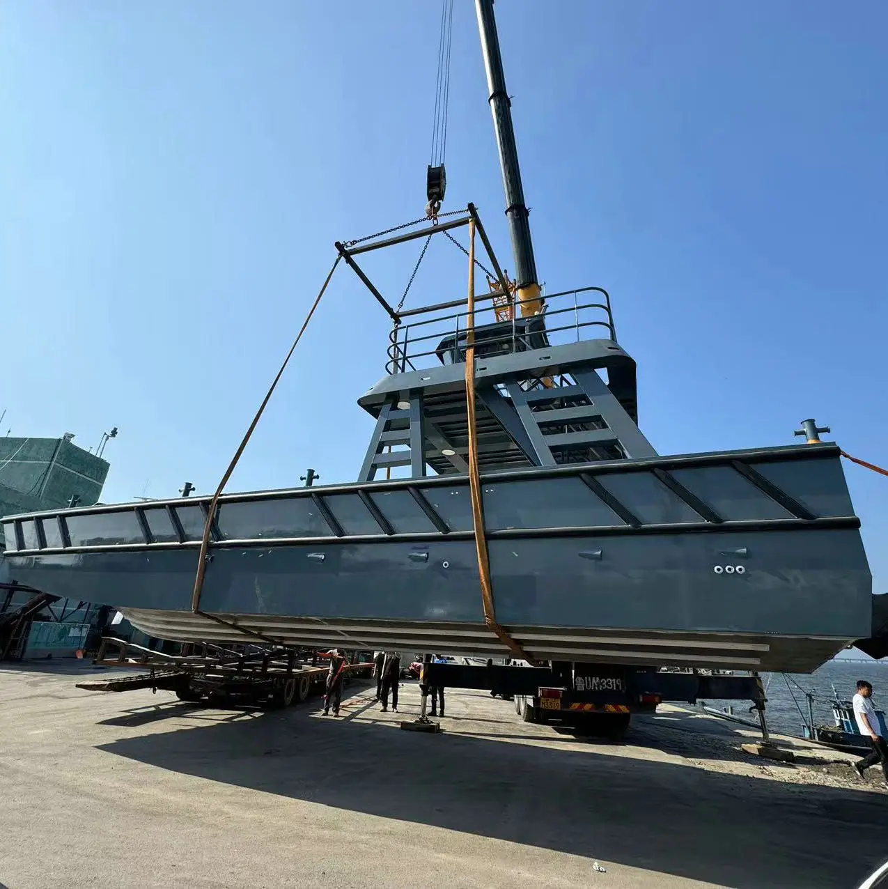 Island transport 14m landing craft aluminum hull work barge carry 12 tons cargo