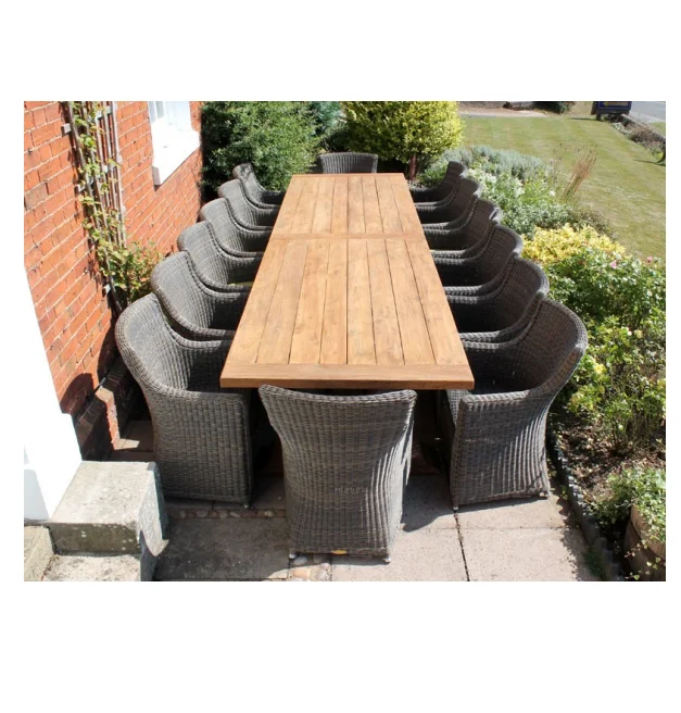 Green resin wicker outdoor furniture table and chairs