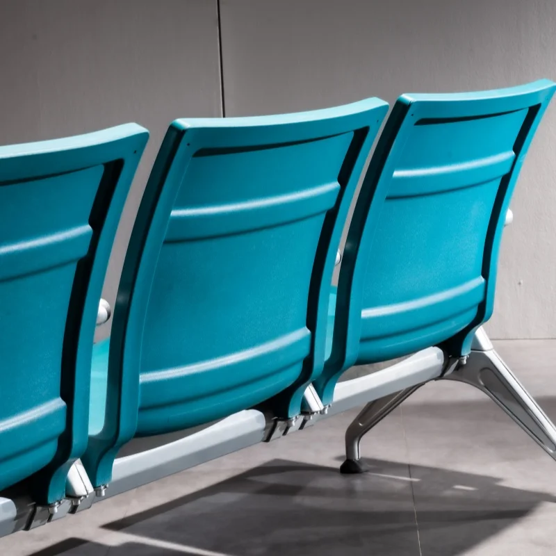 Factory customizable polyurethane (PU) waiting chair, super load-bearing aluminum alloy hands and feet 2-seater airport chair.