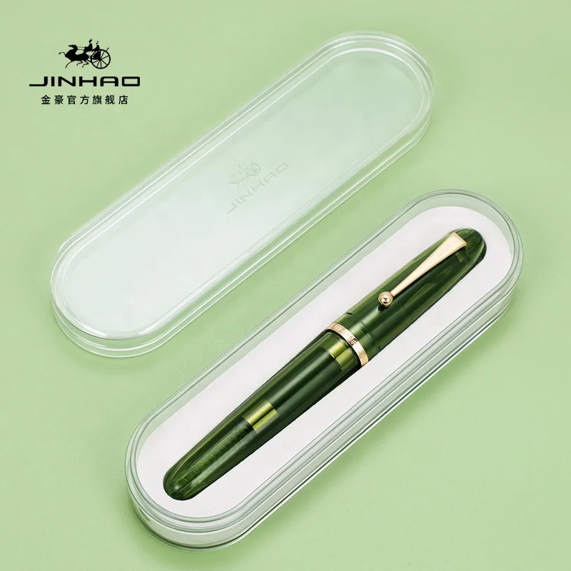 Jinhao 9019 акриловая перьевая ручка сердцебиения с золотой отделкой классический дизайн гладкая авторучка с большой возможностью преобразователя