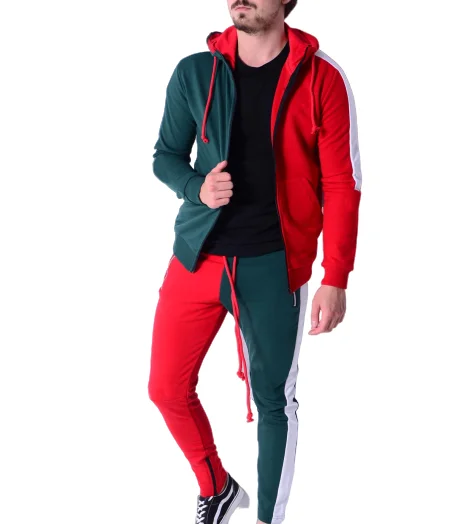 New sports athletic cotton gym tracksuit men gym two pieces jogging suit mens sweatsuit