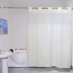 Dobby Polyester Water Repellent Hotel Hookless Shower Curtain With Matching Window Curtain