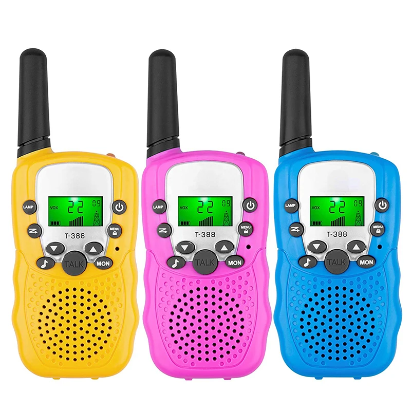 2 шт./пара ребенка портативный двухстороннее радио 3 км РАДИОТЕЛЕФОНА Walkie Talkie “иди и детей 22 канала с ЖК-экраном подсветкой фонарик
