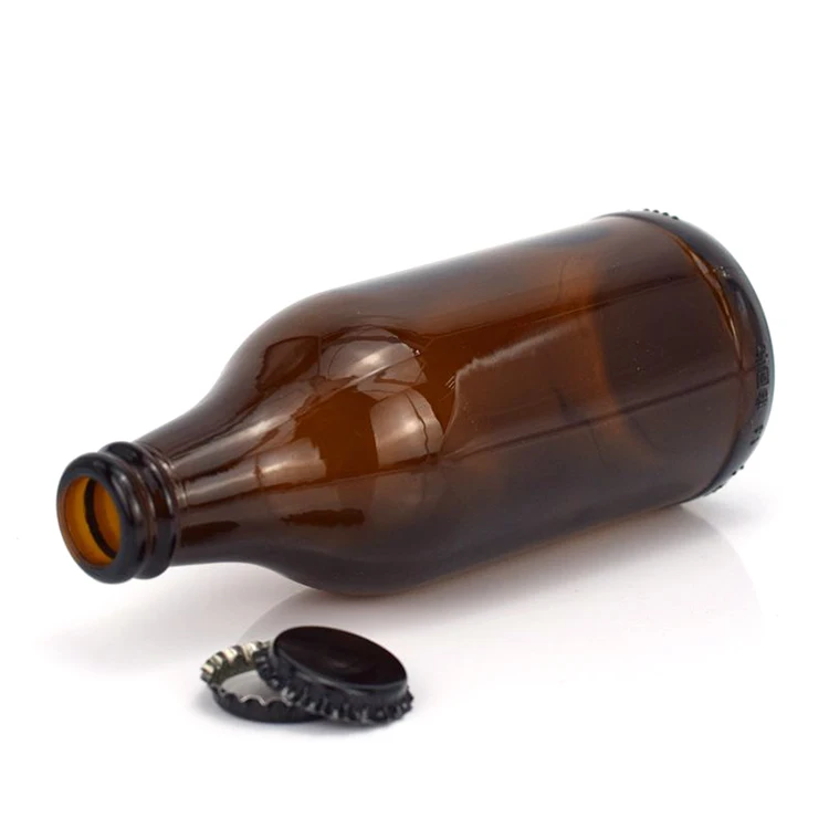 High quality empty 300ml amber beer glass bottle with crown cap