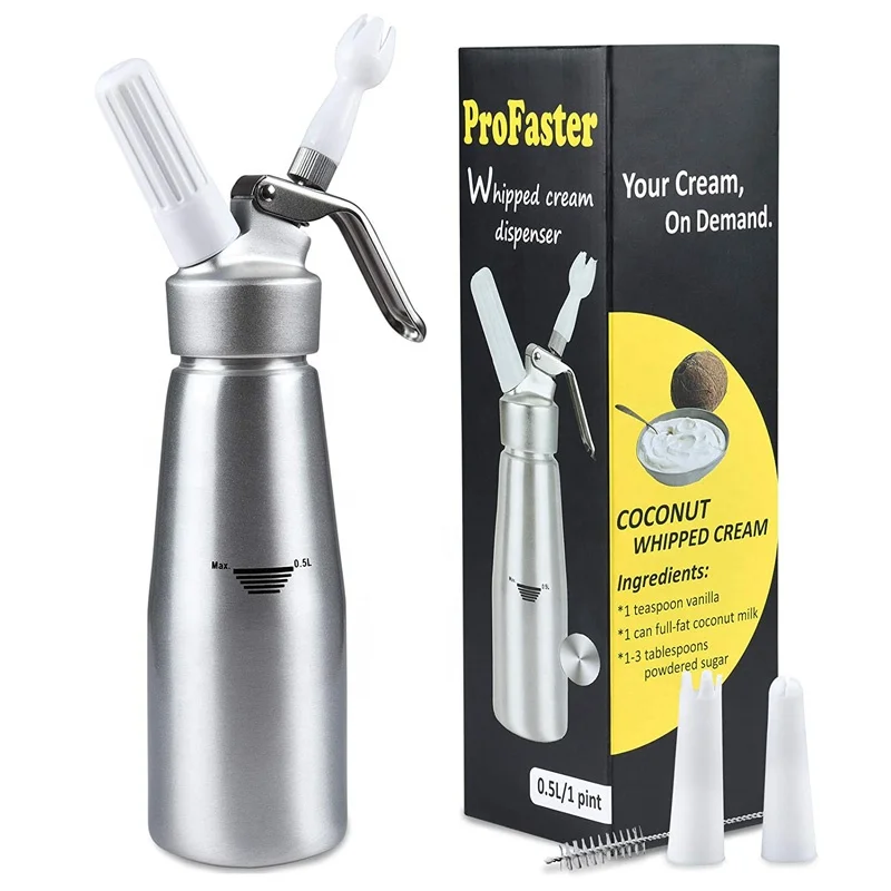 Top sell Wholesale Aluminum Alloy 500ml Cake Decorating Tool Whipping Cream Foam Gun With Nozzles Accessories