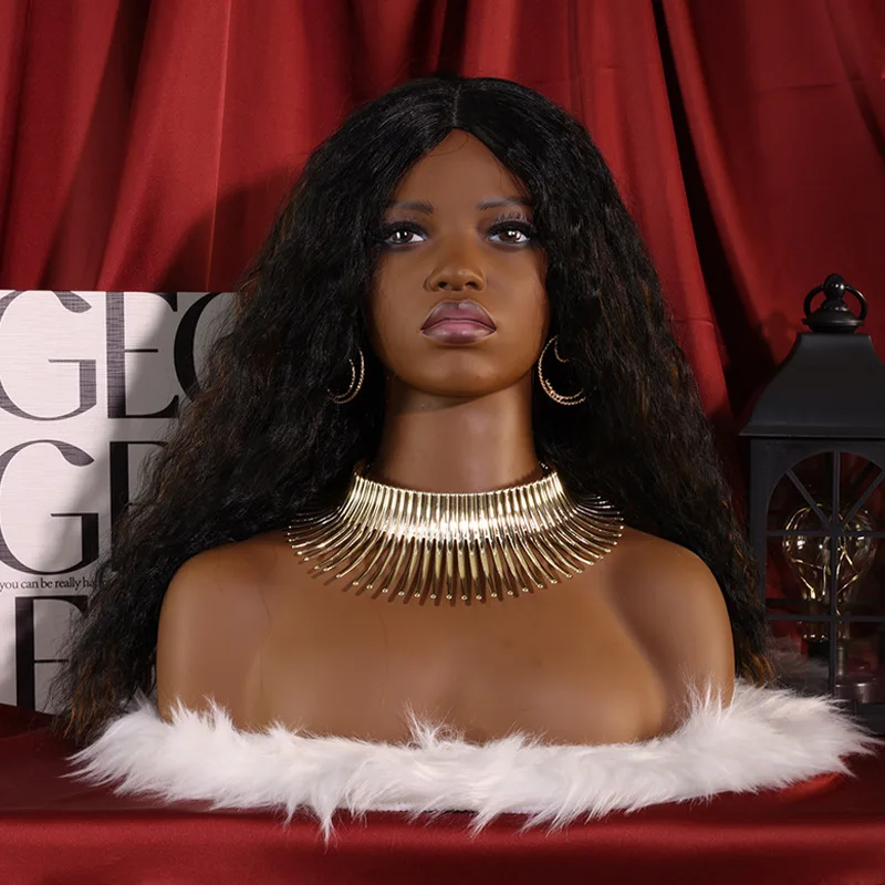 Fashion Design Mannequin Training Head with Human Hair Display Mannequin Head with Shoulder