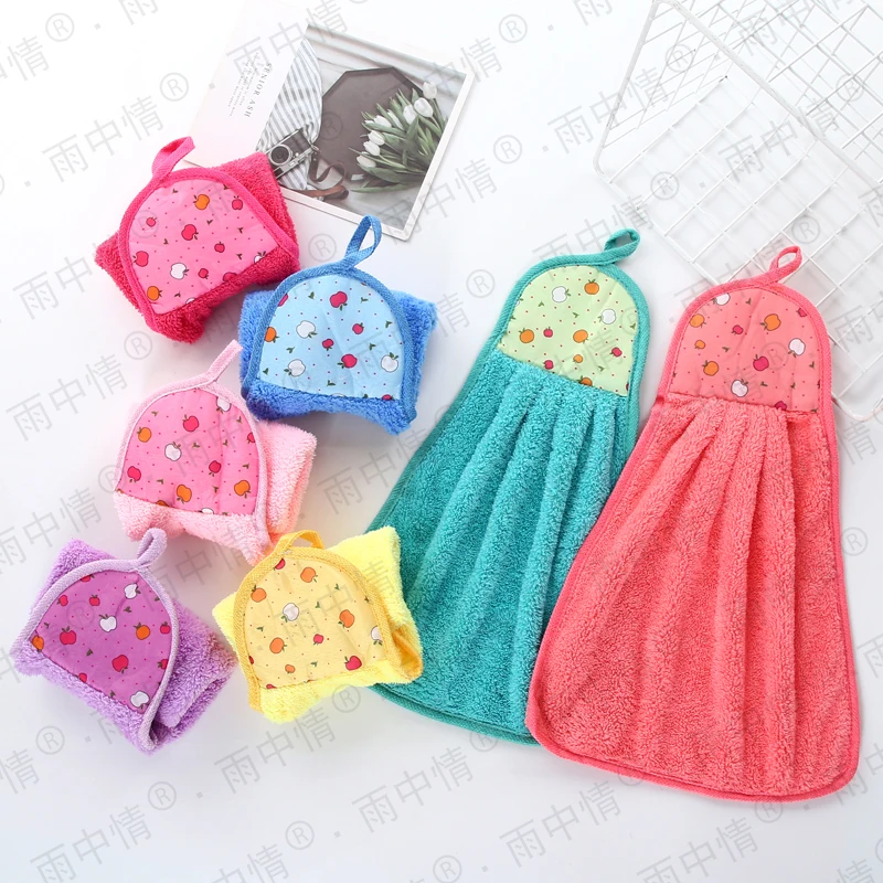 Hand towel wholesale coral velvet skin absorbent l cartoon kitchen towel can add logo