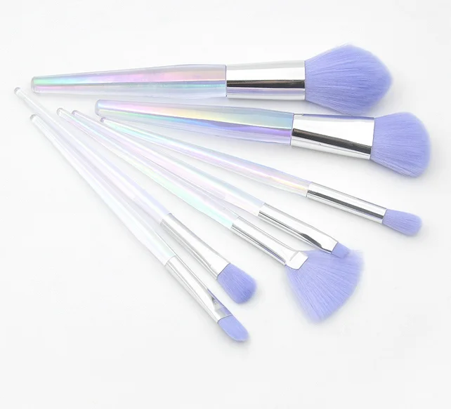 6 Pc Set Cosmetic Personalized Custom Made Makeup Brushes Professional Clear Transparent Handle Makeup Brush Set