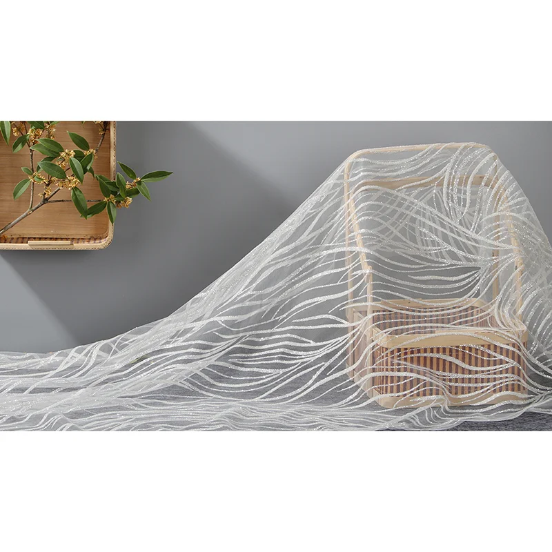 Polyester Hexagon Mesh Net Fabric Organza Embroidery Fabric Lace for Wedding Veil