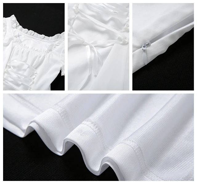 
Summer Hot French Romantic Silk White Bow Short Sleeve Fashion Elegant Party Birthday Festival Women Mini One Shoulder Dress 