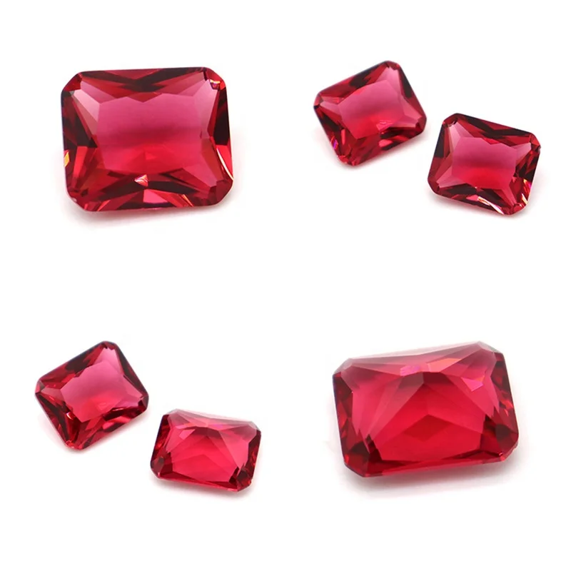 Wholesale Glass Gems Bulk Emerald Green Gemstone Octagon Blue Black Colored Glass Gem Stones