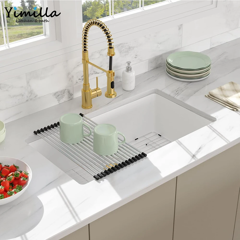 32x20Inch Kitchen Sink Undermount White Quartz Sink Classic Under Counter Single Bowl Granite Kitchen Sink
