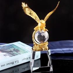 Golden Eagle and Globe Crystal Base Metal Trophy Cup