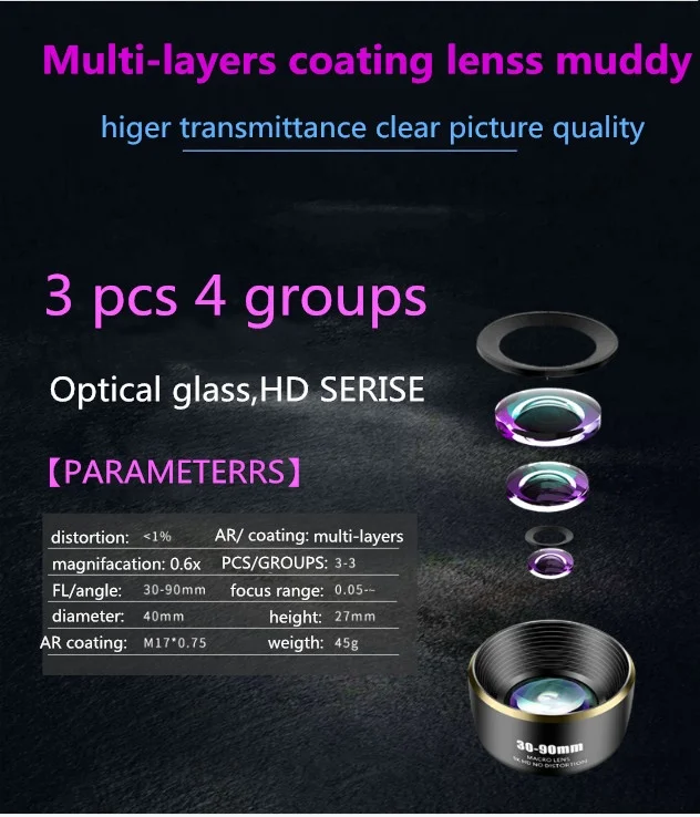 
Aipaxal New Design 5k HD Professional Macro Camera Lens for Mobile Phone 