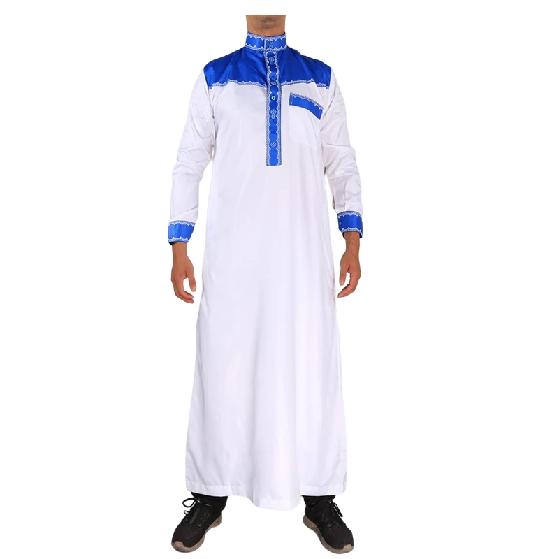 Arabic Men Robe Khal Brand Long Sleeve Polyester Material mix colors Thobe With Pants For Muslim