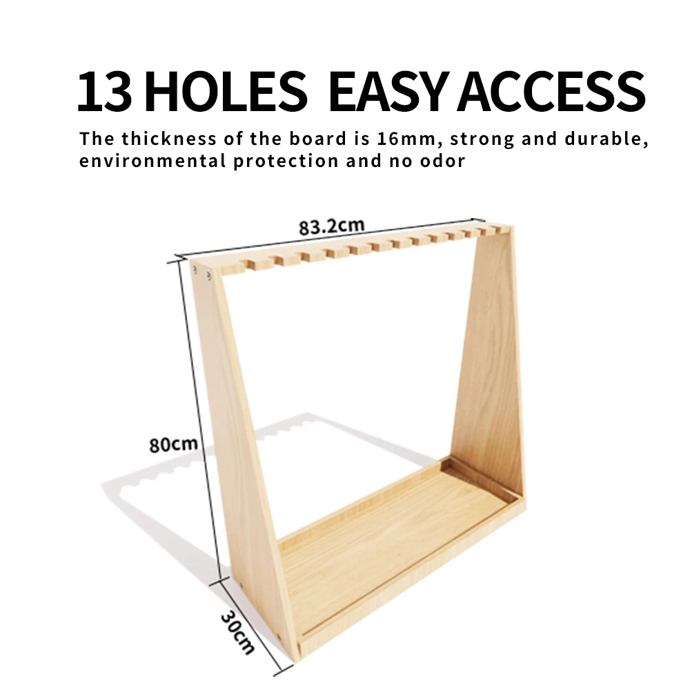 Organizer Wooden Floor Display Rack for 13 Clubs Indoor Use Golf Putter Stand & Rack Holder Golf Organizer & Display Stand
