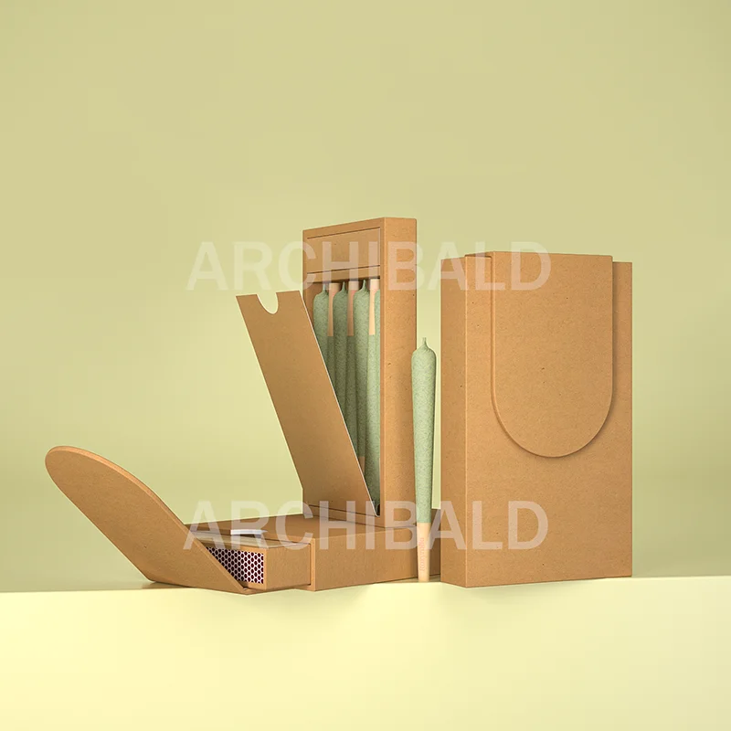 Archibald Custom stash box Premium Quality Pre Smell Proof Roll Pack Containers Kraft Paper Child Resistant Packaging Box Holder