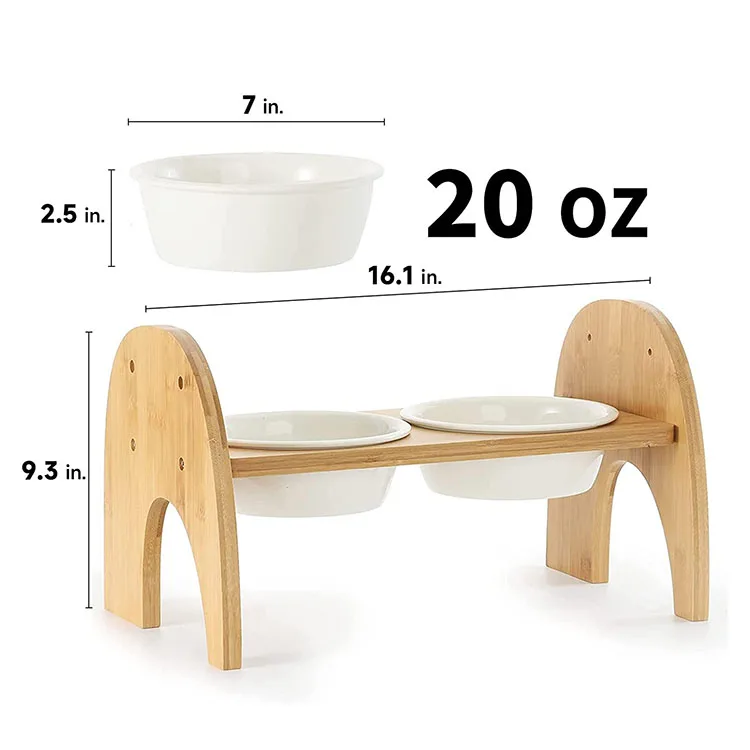 New design novelty durable eco friendly portable cat food milk drinking bamboo ceramic pet bowl feeder