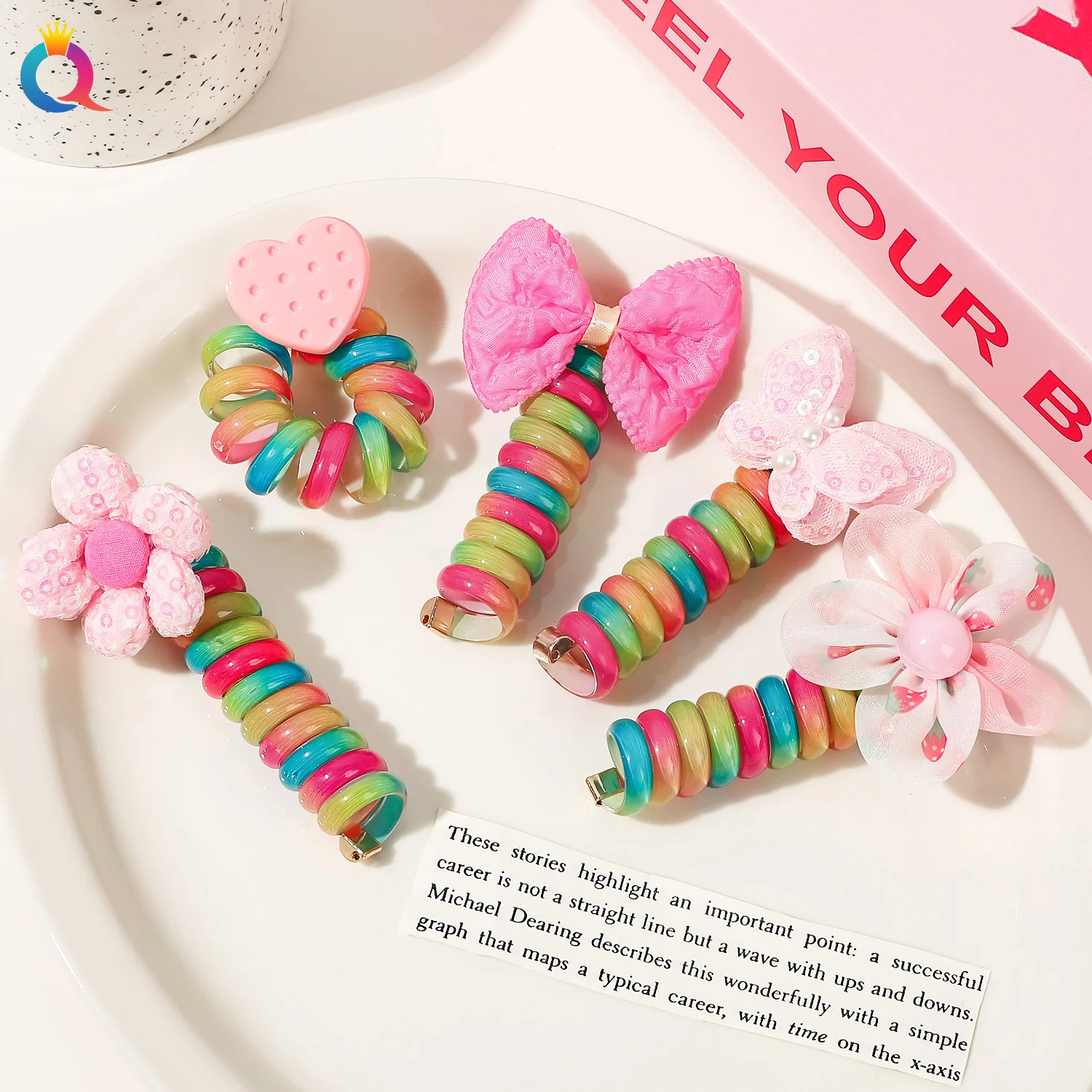 spiral long ponytail holder with bead butterfly flower hair braid maker easy use hairstyle tool