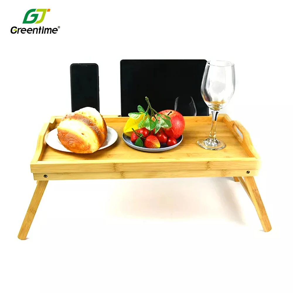 Wooden Dinner Table Coffee Stand Serving Snack Tea Portable Foldable Breakfast Bamboo Sofa Tray Table
