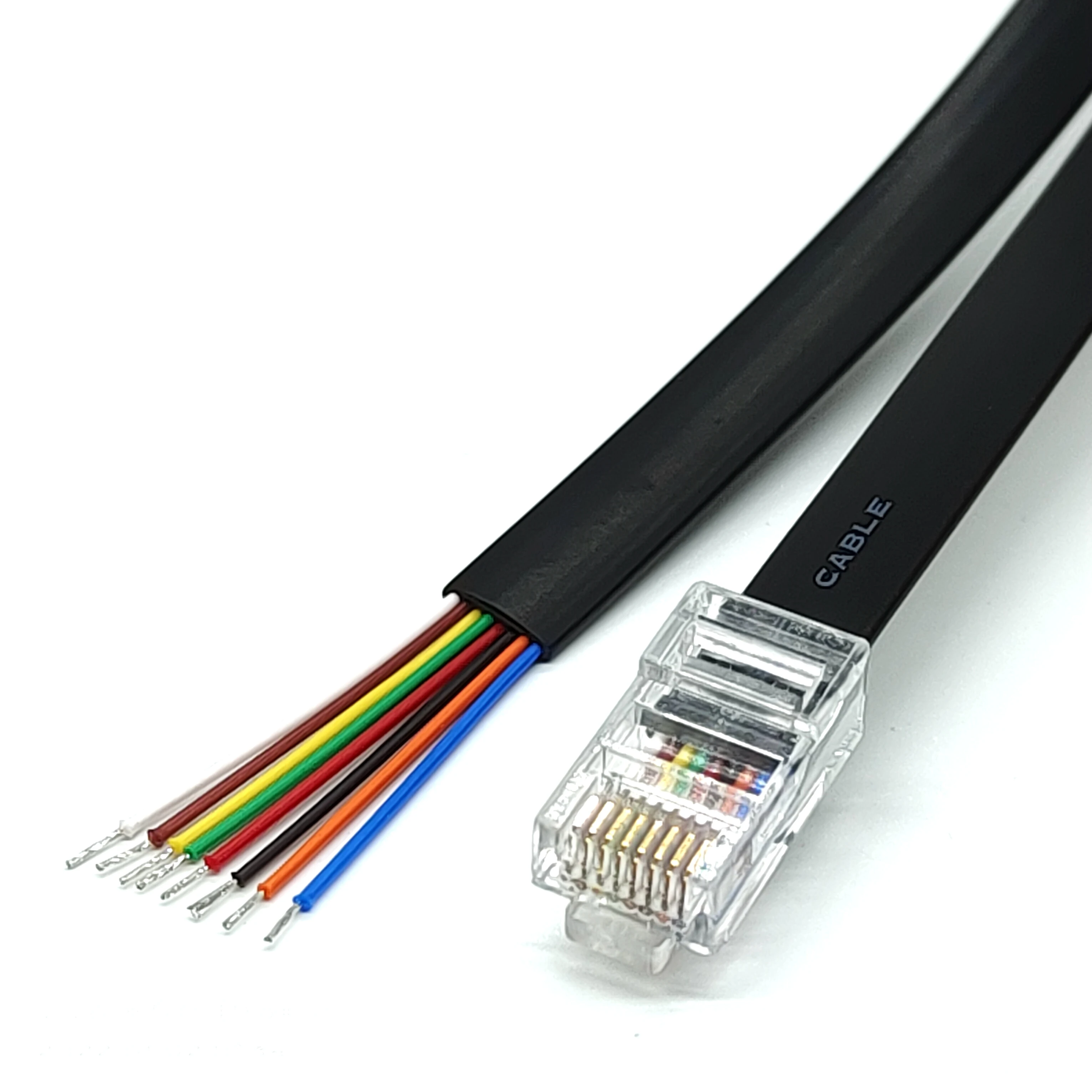 Perfect quality, environmental friendly black 8C flat cable bare coppertin signal line RJ45 connecting line