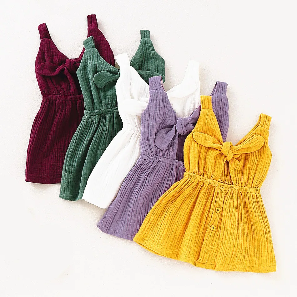 2019 Fashion girls dress Muslin cotton Suspender baby Summer dress