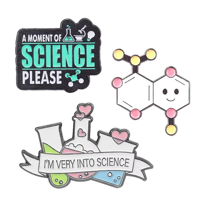 Custom Design Metal Enamel Mini Chemistry Science Enamel Lapel Pin Badge For Gifts