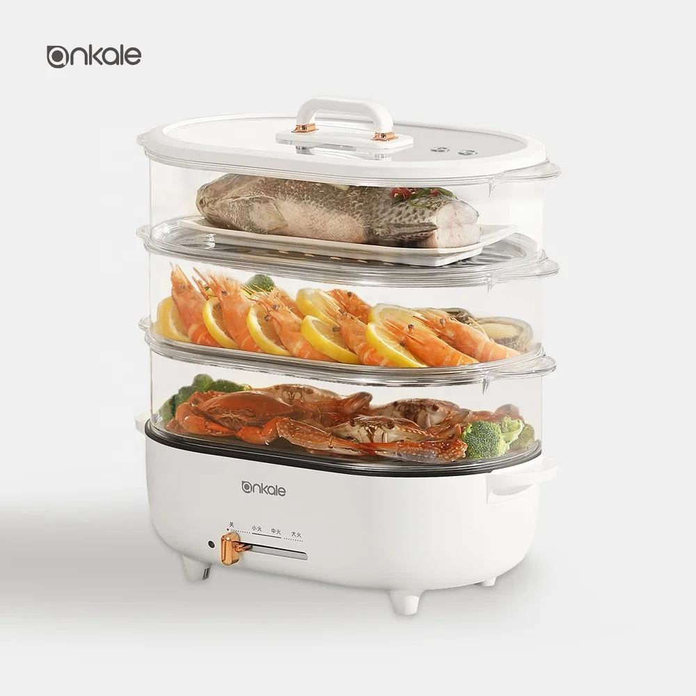 Ankale 3-layer Steaming Rack Large Capacity Kitchen Cookware Cooking Steamer Multi Purpose Electric Food Steamer