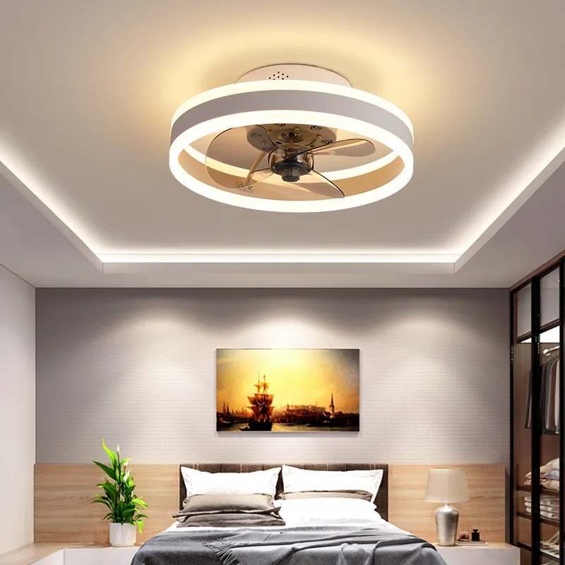  OPWXM New Design Minimalist Styles 48W Adjustable Tricolor Chandelier Ceiling Fan with Lights for Home Living