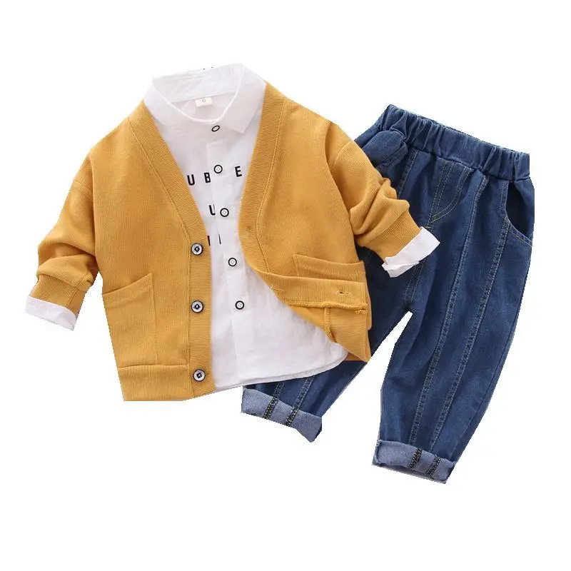 New Spring Autumn Boys Clothing Sets Kids Coat +T Shirt+Pant 3 Pcs Children Casual Suits Baby Boys Clothes Set
