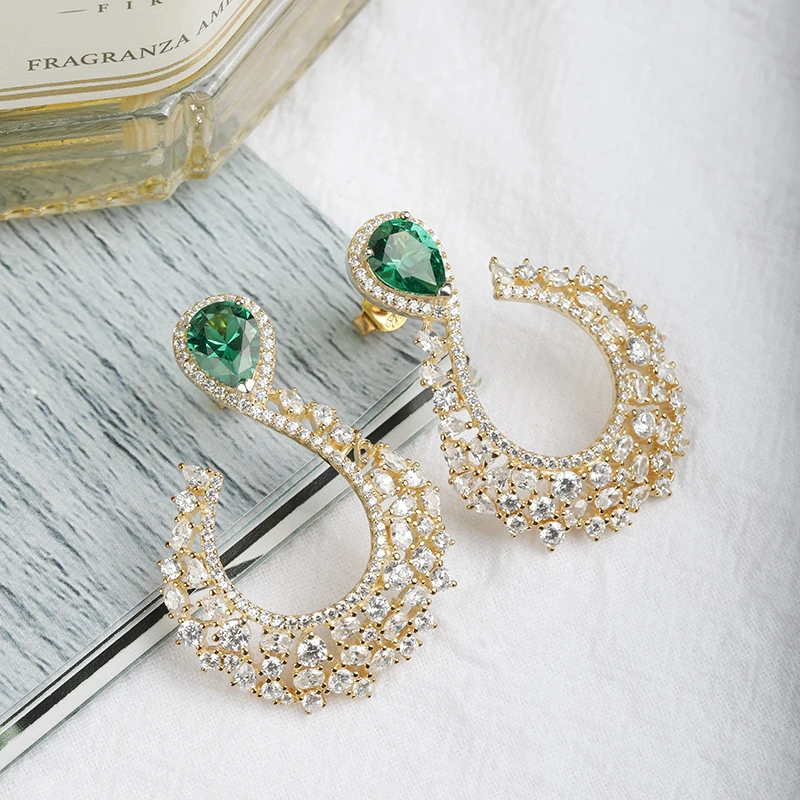  luxury fine stud chunky crystal diamond 925 sterling silver wholesale saudi gold jewelry