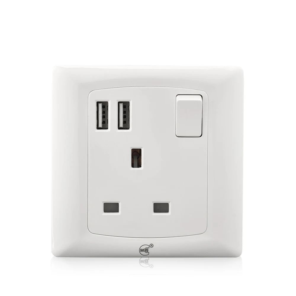 China brand British standard wall socket switch with USB