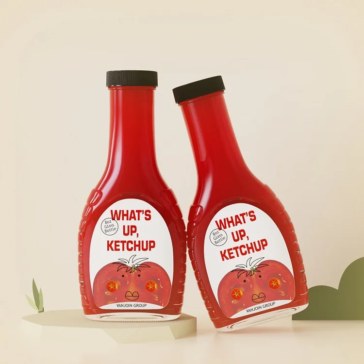 250ml 8oz New arrival Custom Glass Restaurant Containers Glass Salad Dressing Bottles for Food Service with Plastic Screw cap